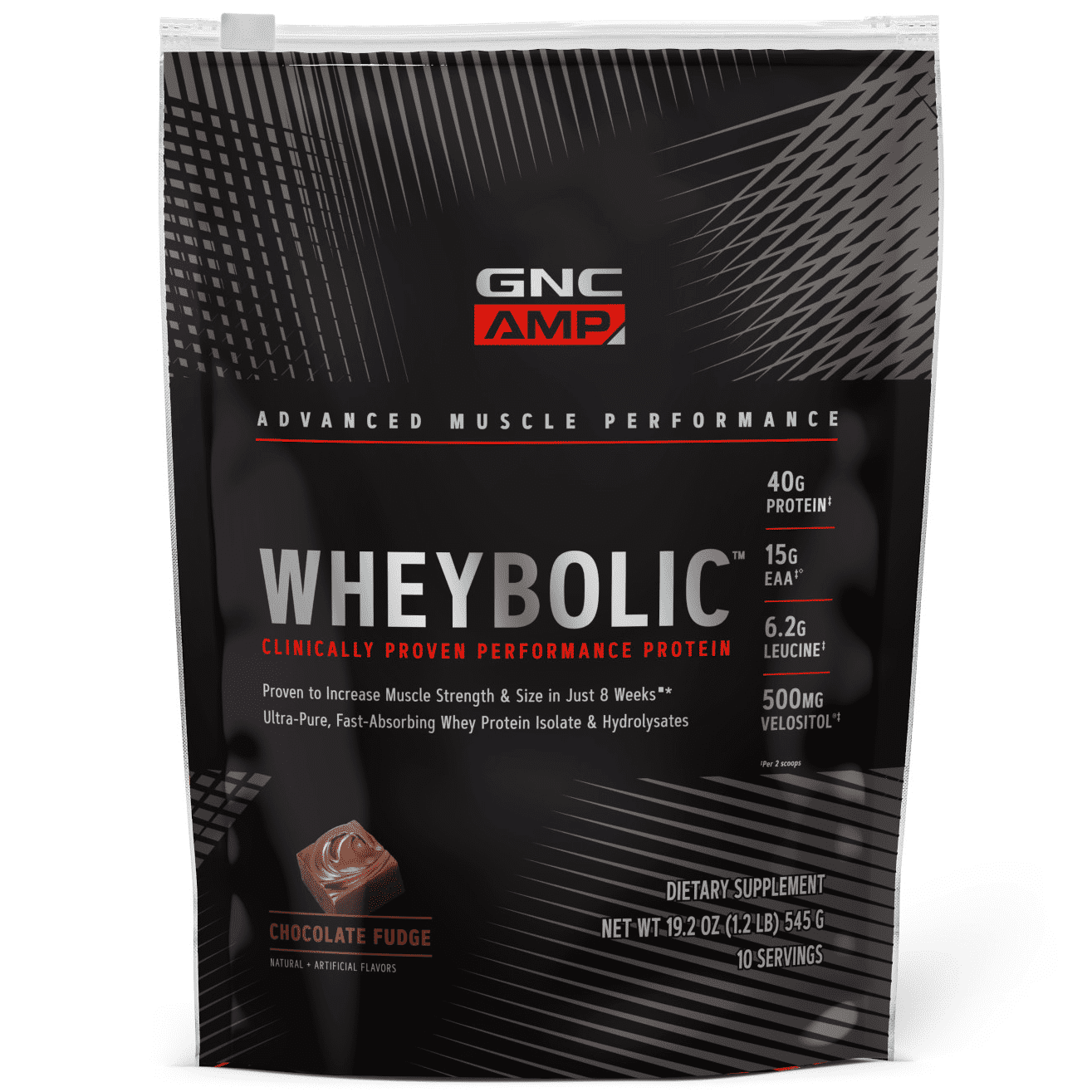 GNC AMP Wheybolic Protein Powder, Chocolate Fudge, 1.2 lbs, 40g Whey Protein