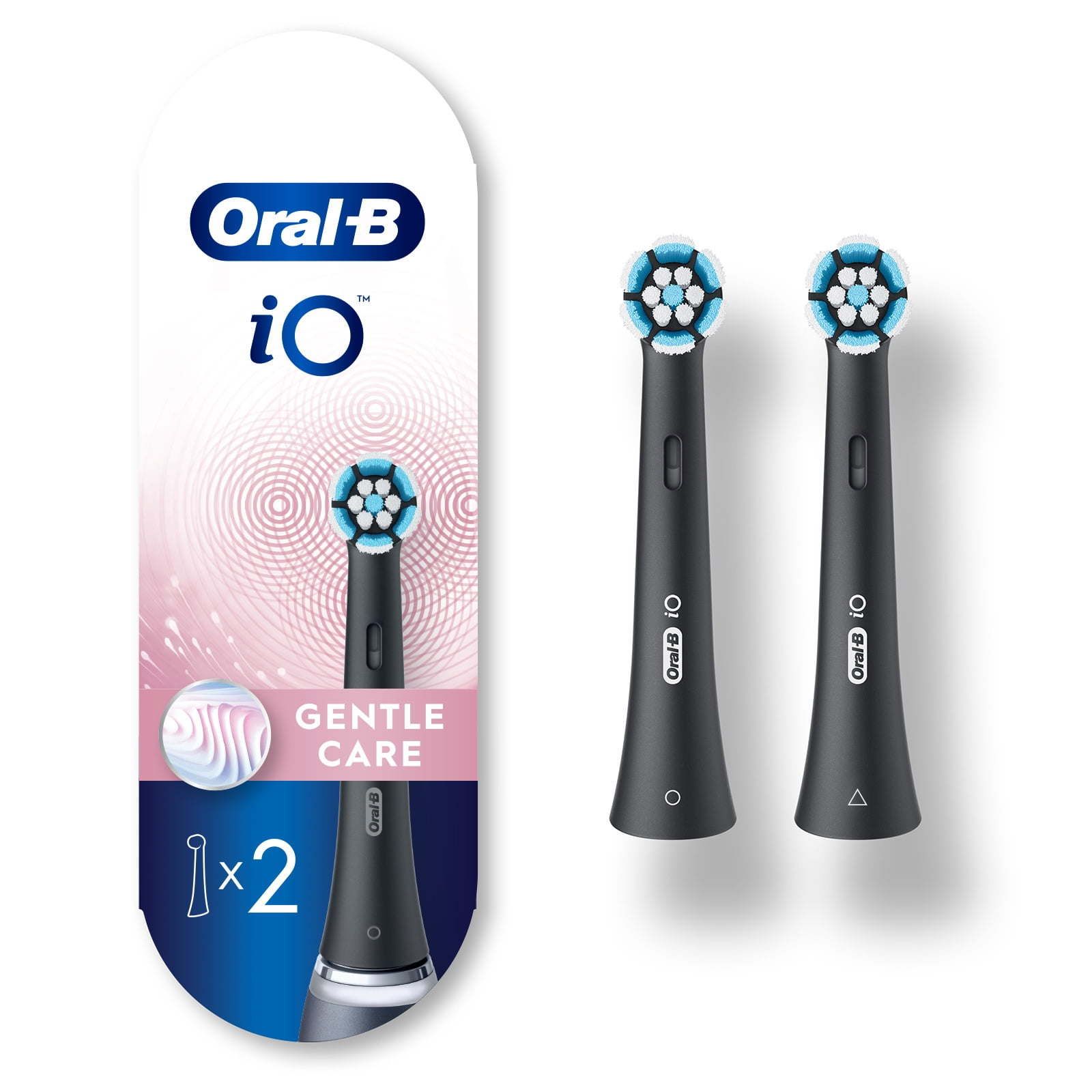 Oral B iO Gentle Care Replacement Heads, Electric Toothbrush Brush Heads, Black, 2 Count