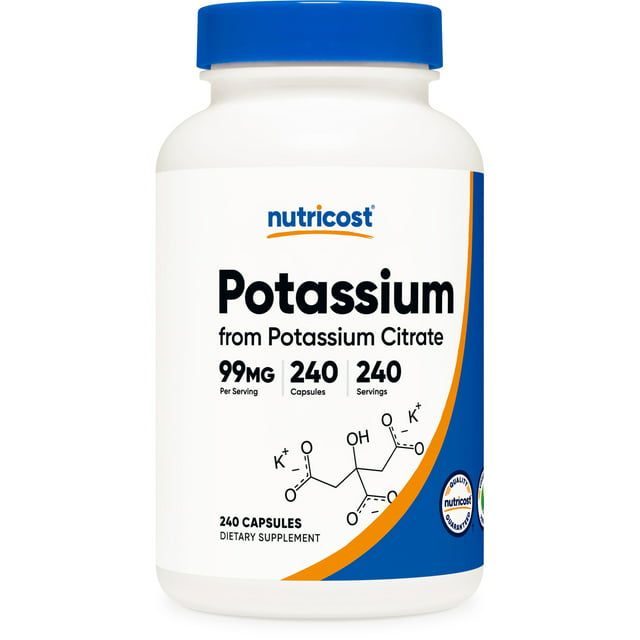 Nutricost Potassium Citrate 99mg, 240 Capsules Gluten Free, Non GMO Supplement