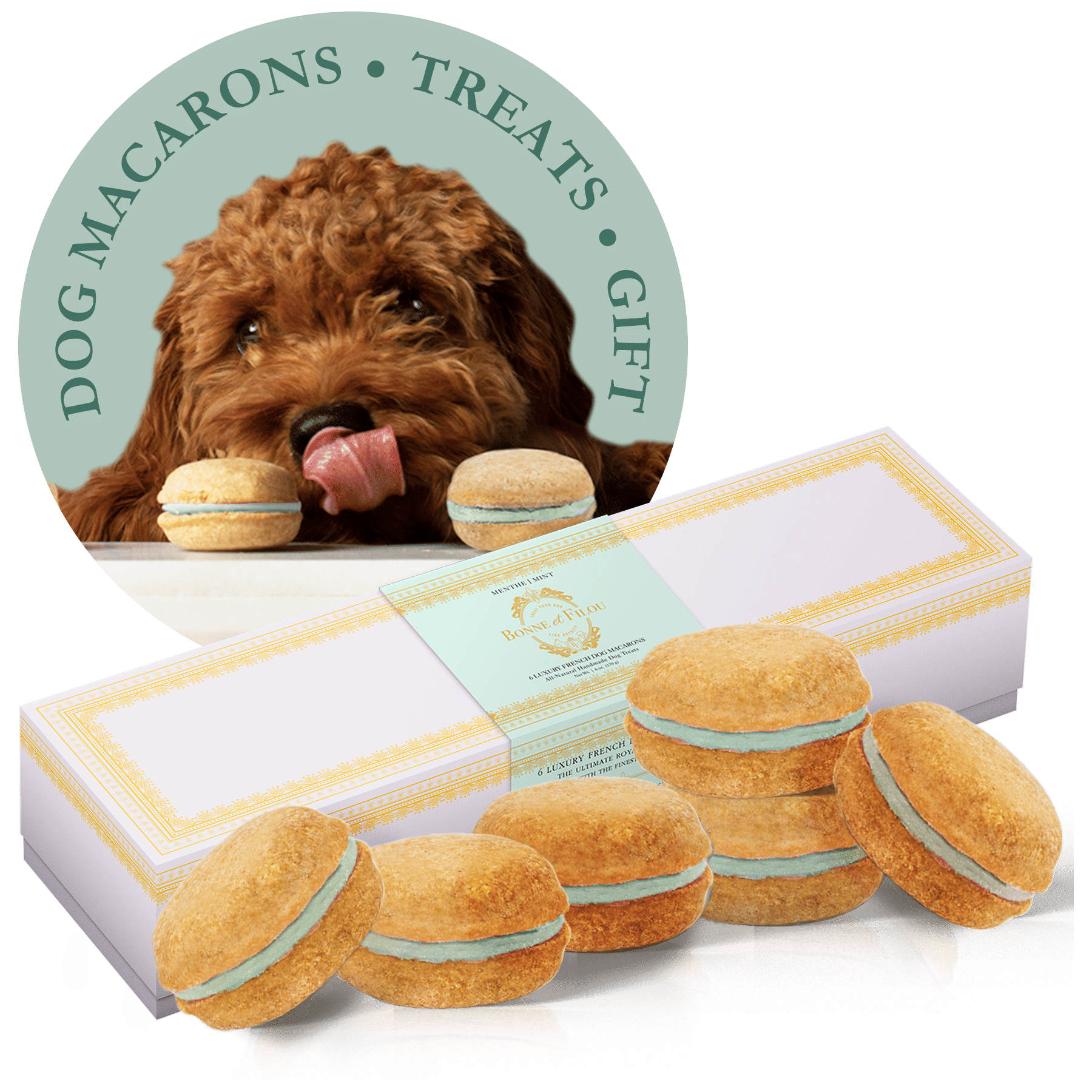 Bonne et Filou Dog Macarons Count of 6 (Dog Treats | Dog Gifts)