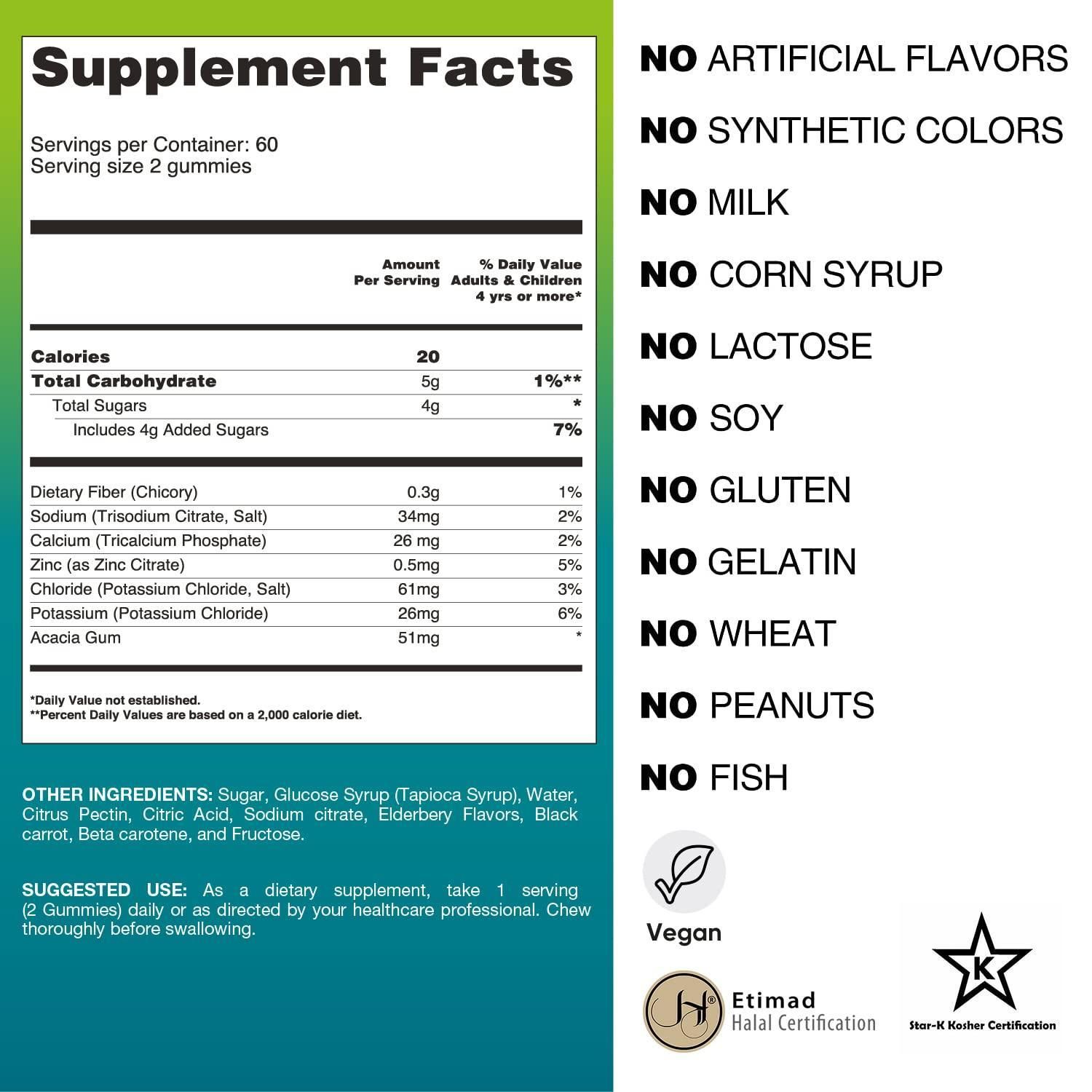 Simply8 Electrolytes Hydration Gummies 2 Mo.Supply Support Rehydration with Sodium Calcium Potassium Zinc and Chloride for Workout Hiking Cycling Tapioca Based Gelatin Free Kosher Halal Gummies