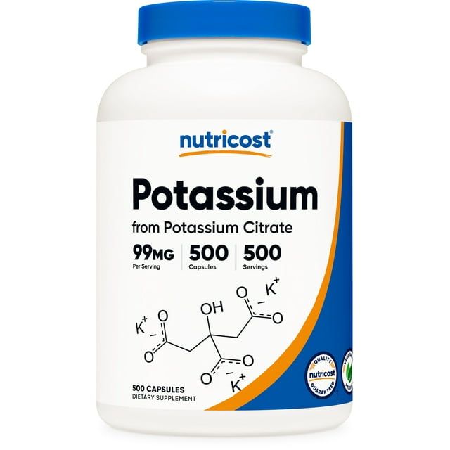 Nutricost Potassium Citrate 99mg, 500 Capsules Non GMO & Gluten Free Supplement