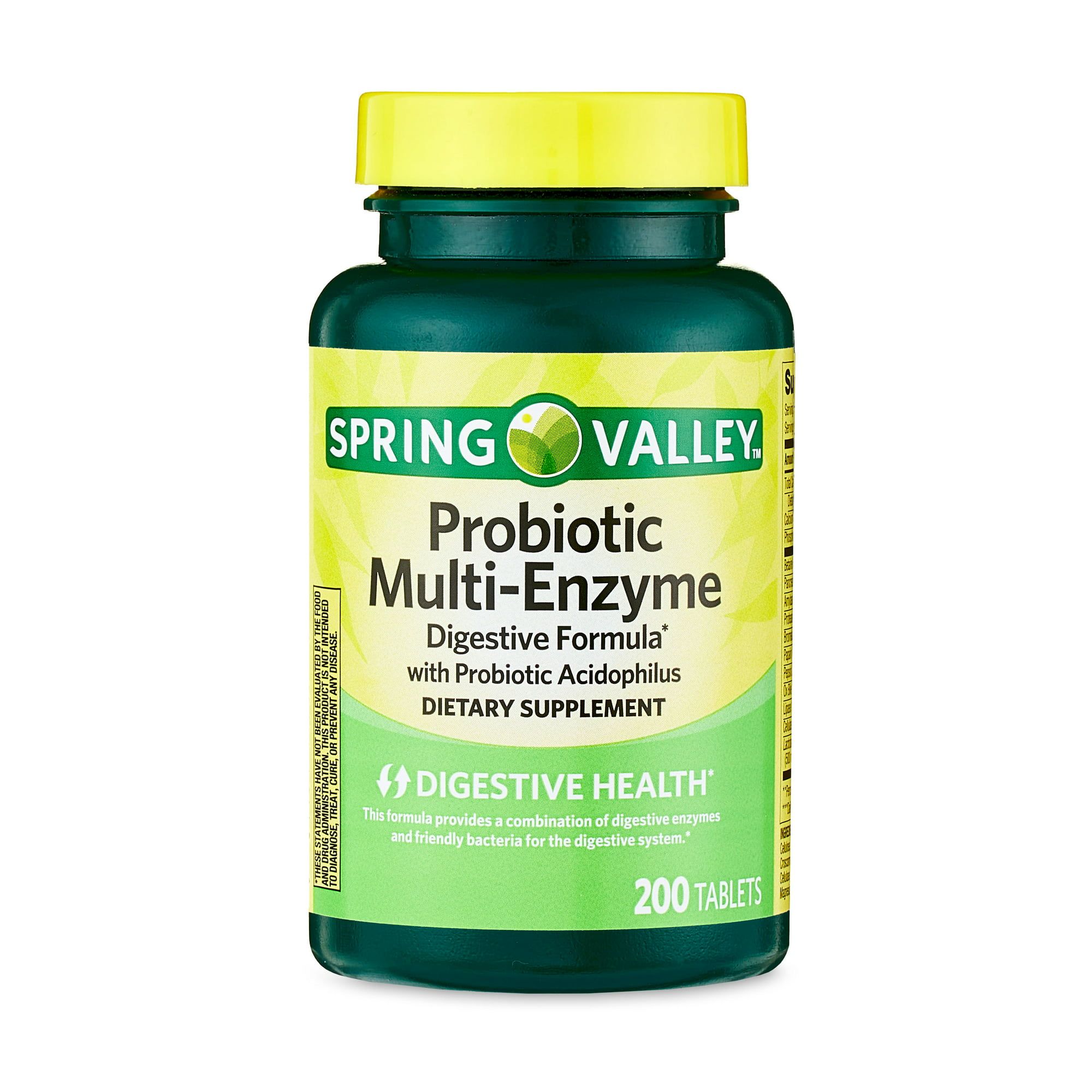 Spring Valley Probiotic Multi Enzyme Digestive Formula Tablets, 200 Count