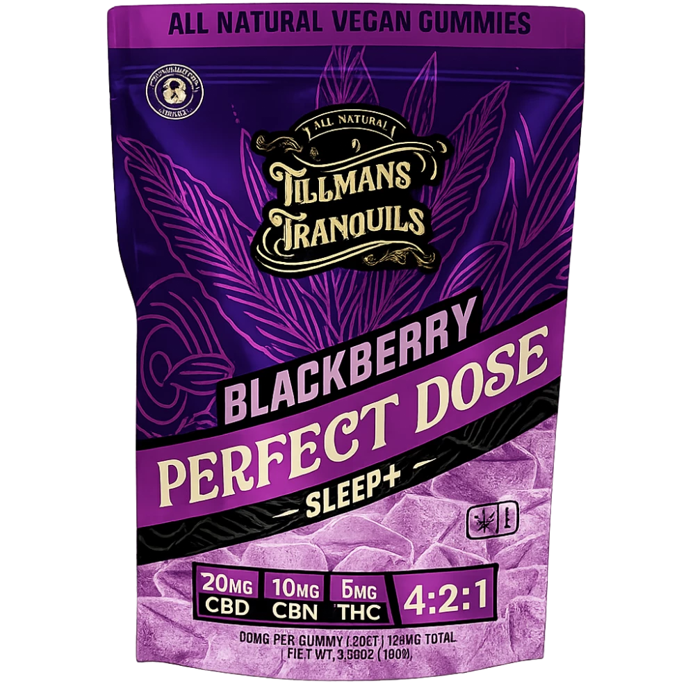Tillmans Tranquils CBD:THC Gummies for Sleep - Blackberry - 20mg CBD, 10mg CBN, 5mg THC