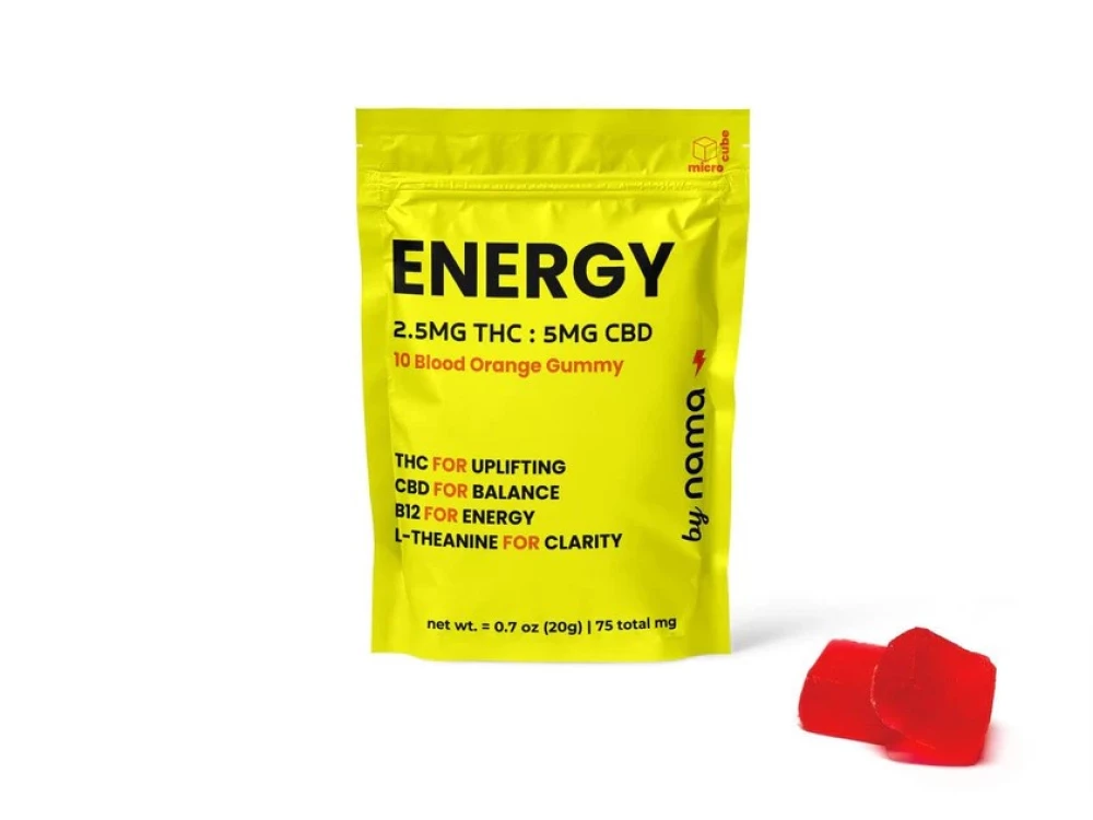 nama Energy Gummies, Blood Orange, 5mg CBD, 2.5mg THC, 10 Count