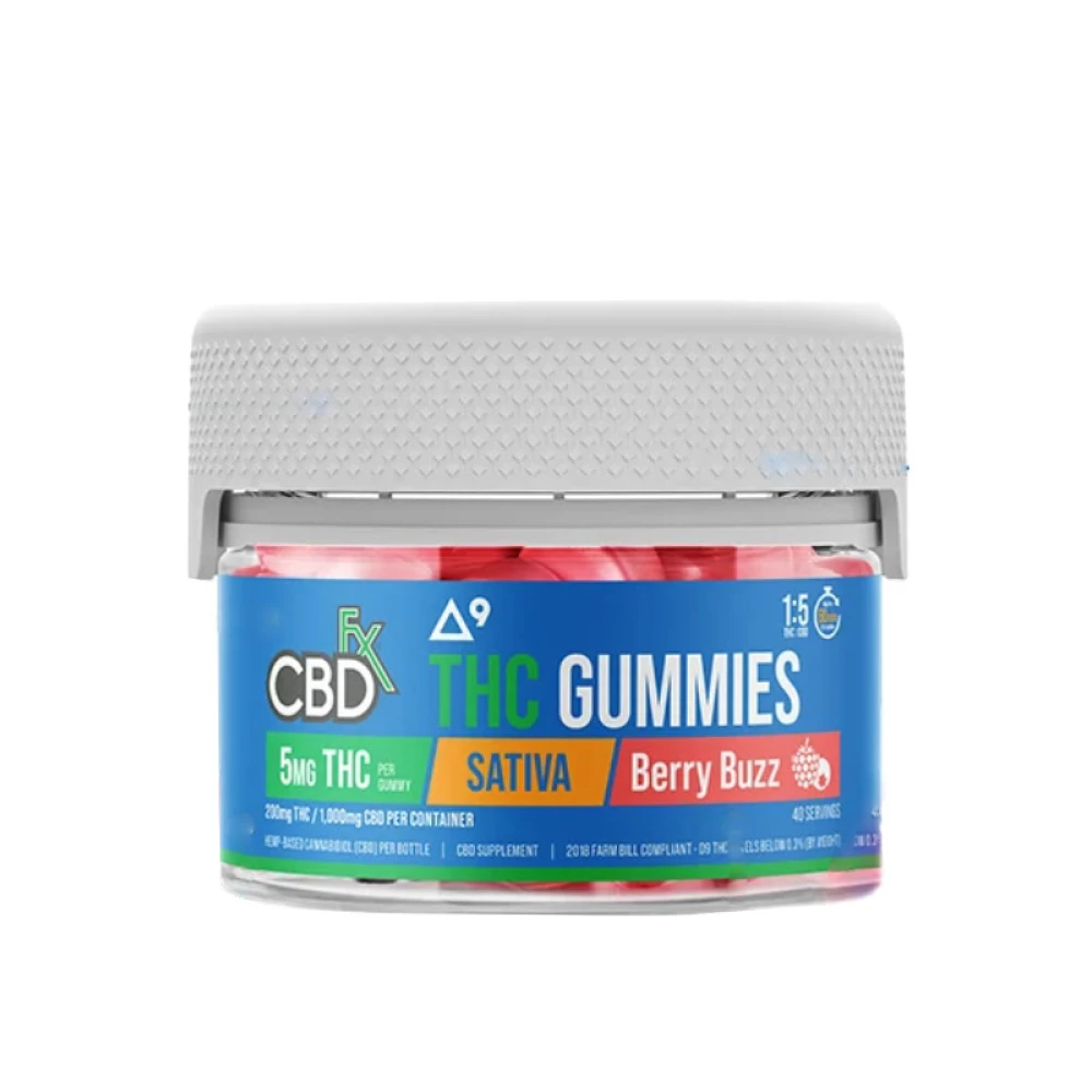 CBDfx Delta-9 THC Gummies + CBD: Berry Buzz Sativa - 5mg THC, 25mg CBD 40 Count