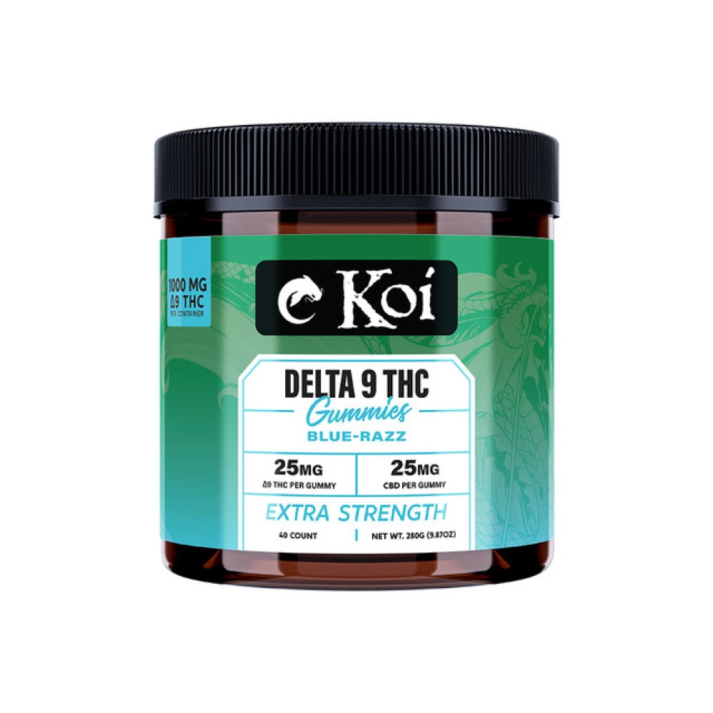Koi Extra Strength Delta 9 THC Gummies Blue Razz 25mg THC, 25mg CBD - 20 Count