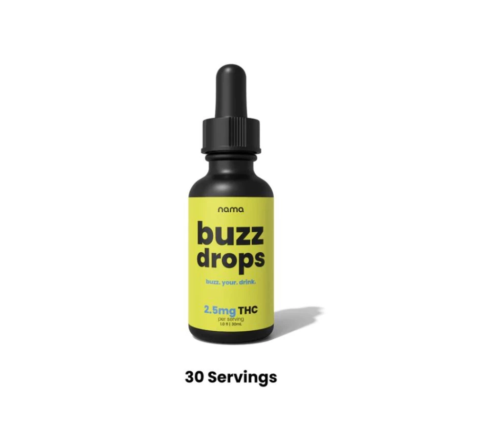 nama Buzz Drops, THC Drink Drops, 2mg CBD, 2mg THC - 30ml