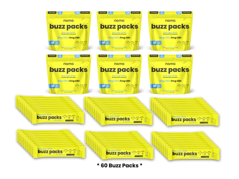 nama Euphoria Buzz Packs - 5mg THC and 5mg CBD Powder Drink Mix - 60 Servings