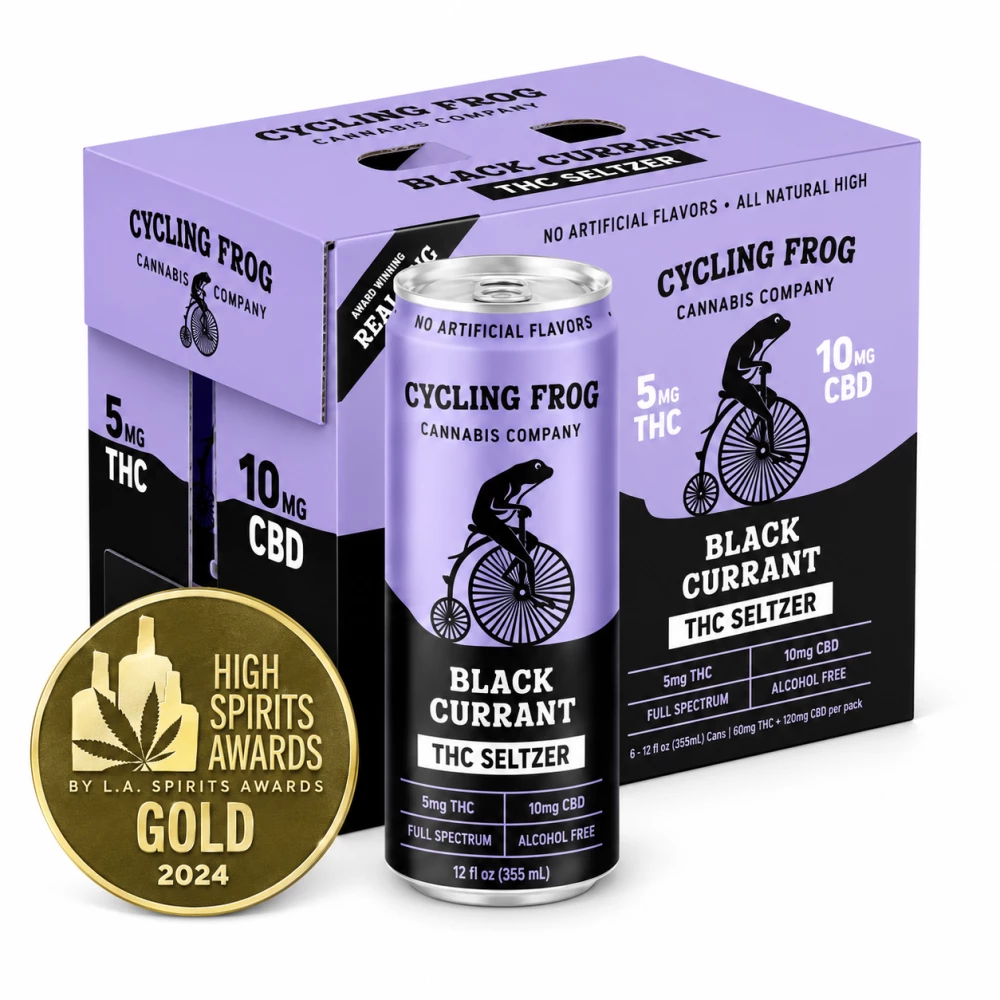 Highest Goods Cycling Frog 5mg THC Seltzer  Black Currant - 6pk