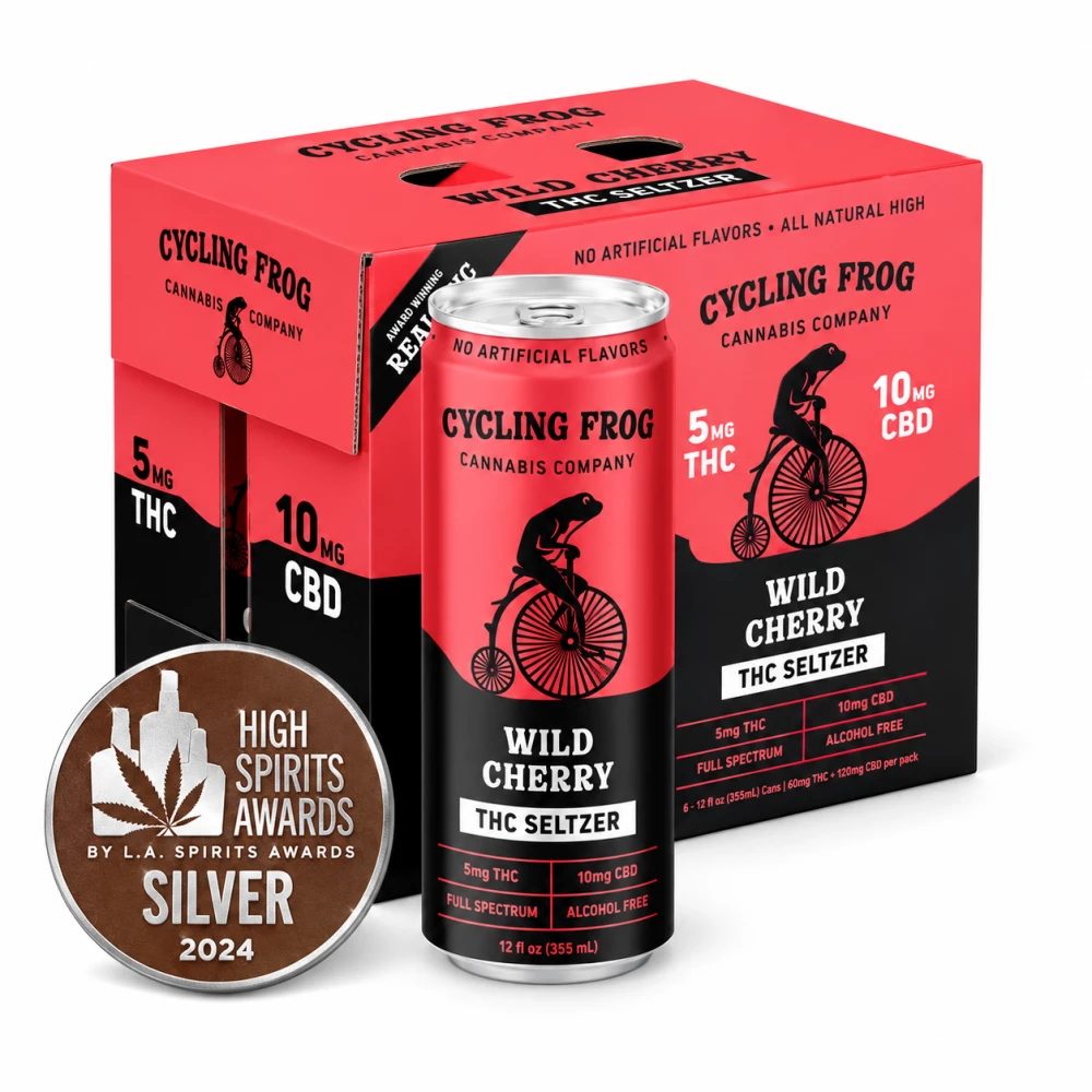 Highest Goods Cycling Frog 5mg THC Seltzer Wild Cherry - 6pk
