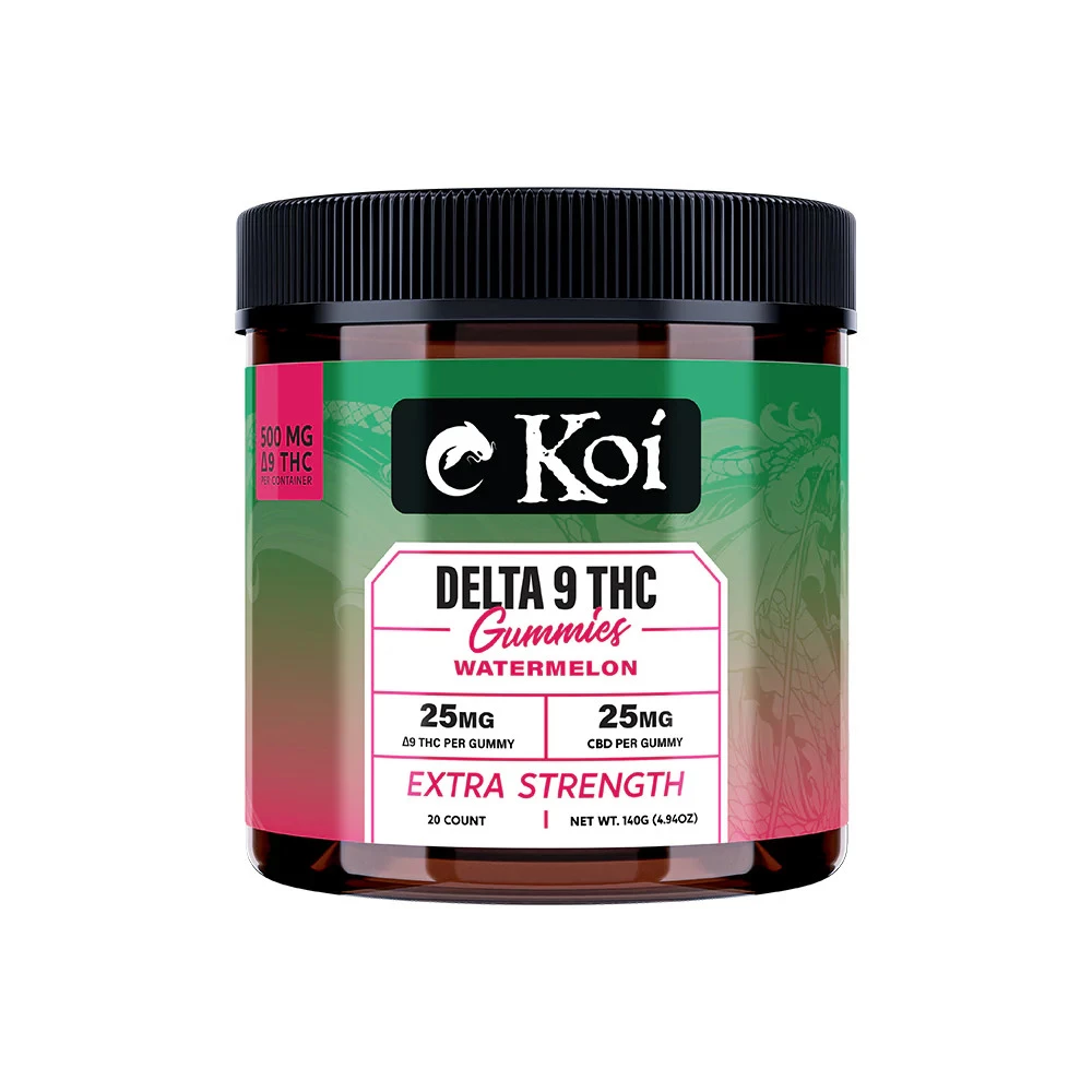 Koi Extra Strength Delta 9 THC Gummies Watermelon 25mg THC, 25mg CBD - 40 Count