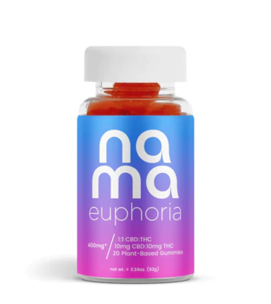 nama Euphoria Strawberry Gummies, 10mg CBD, 10mg THC, 20 Count