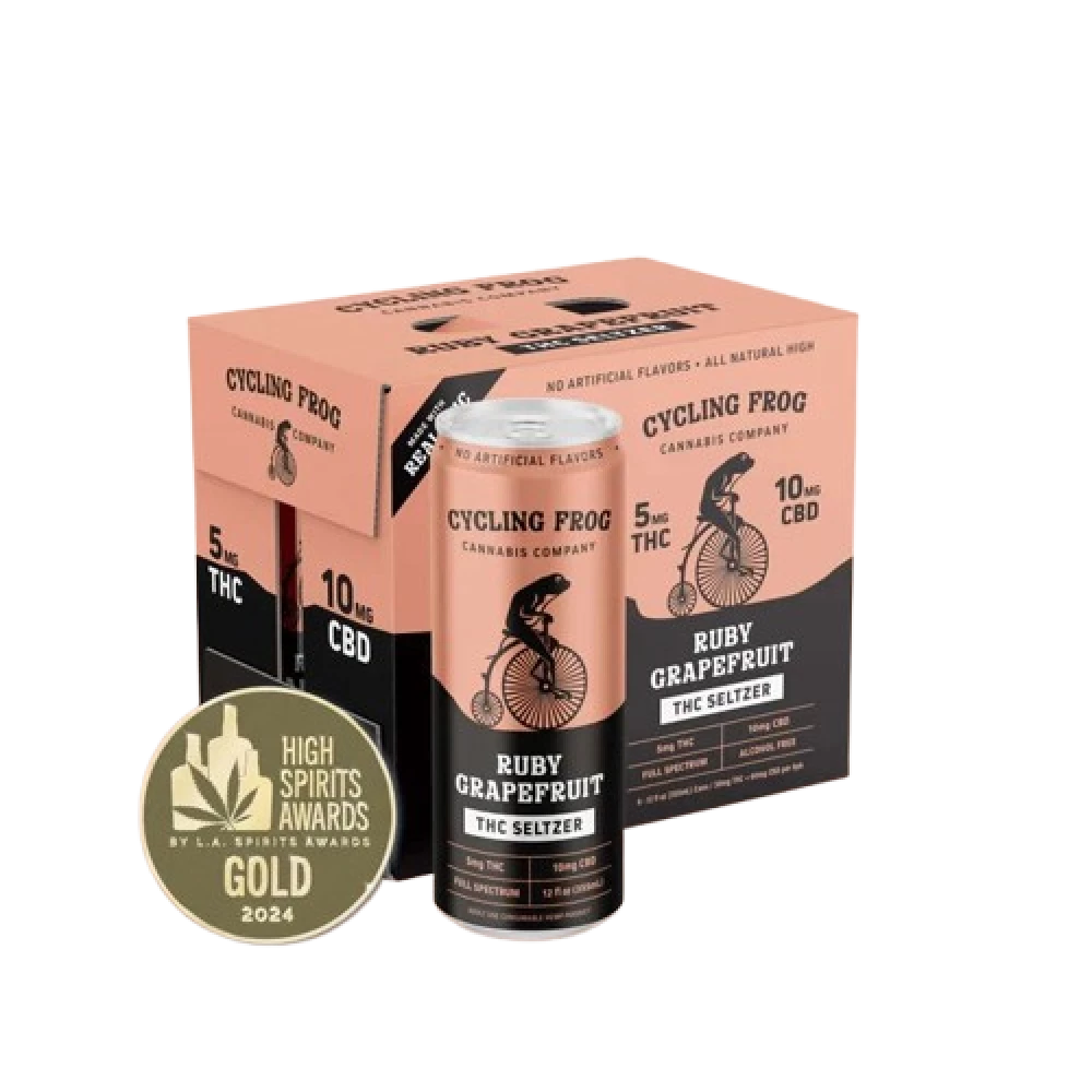 Highest Goods Cycling Frog 5mg THC Seltzer Ruby Grapefruit - 6pk