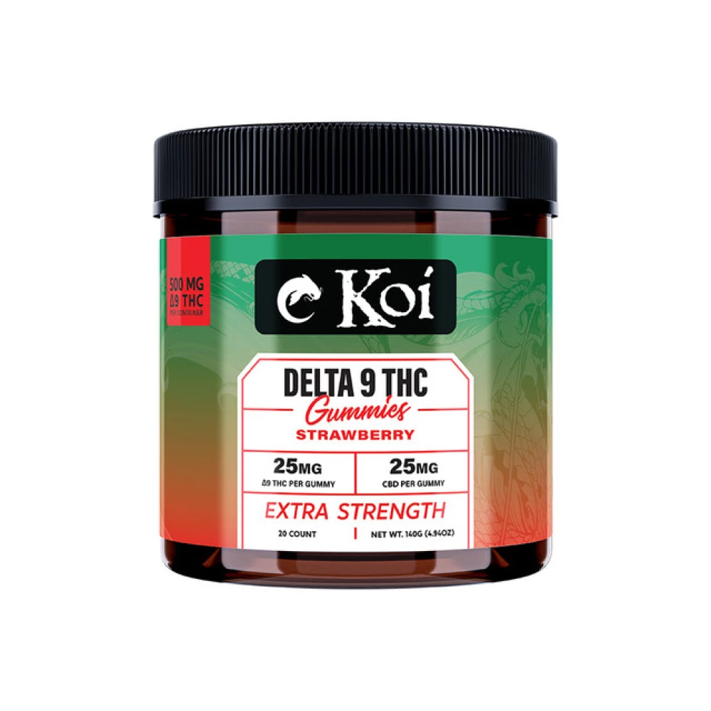 Koi Extra Strength Delta 9 THC Gummies Strawberry 25mg THC, 25mg CBD - 20 Count