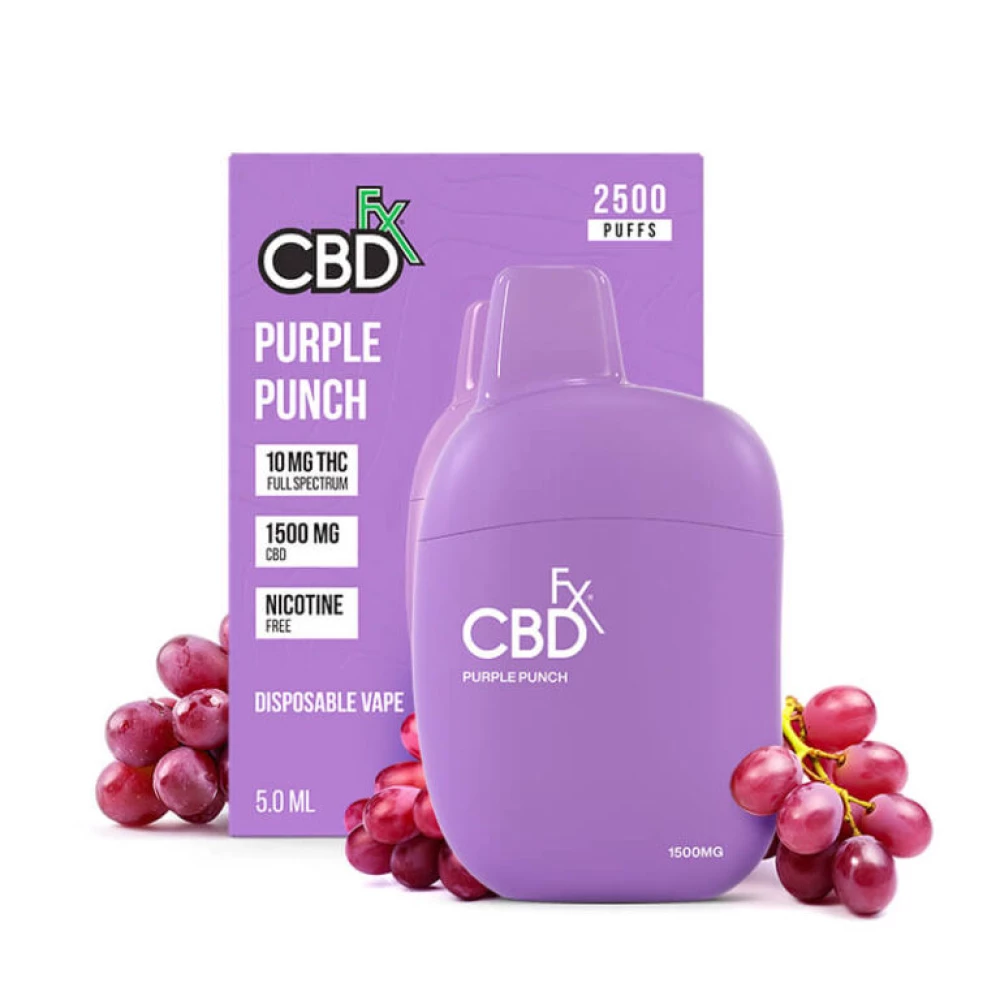 CBDfx Purple Punch Vape Pen 10mg THC + 1500mg CBD - 10 Pack