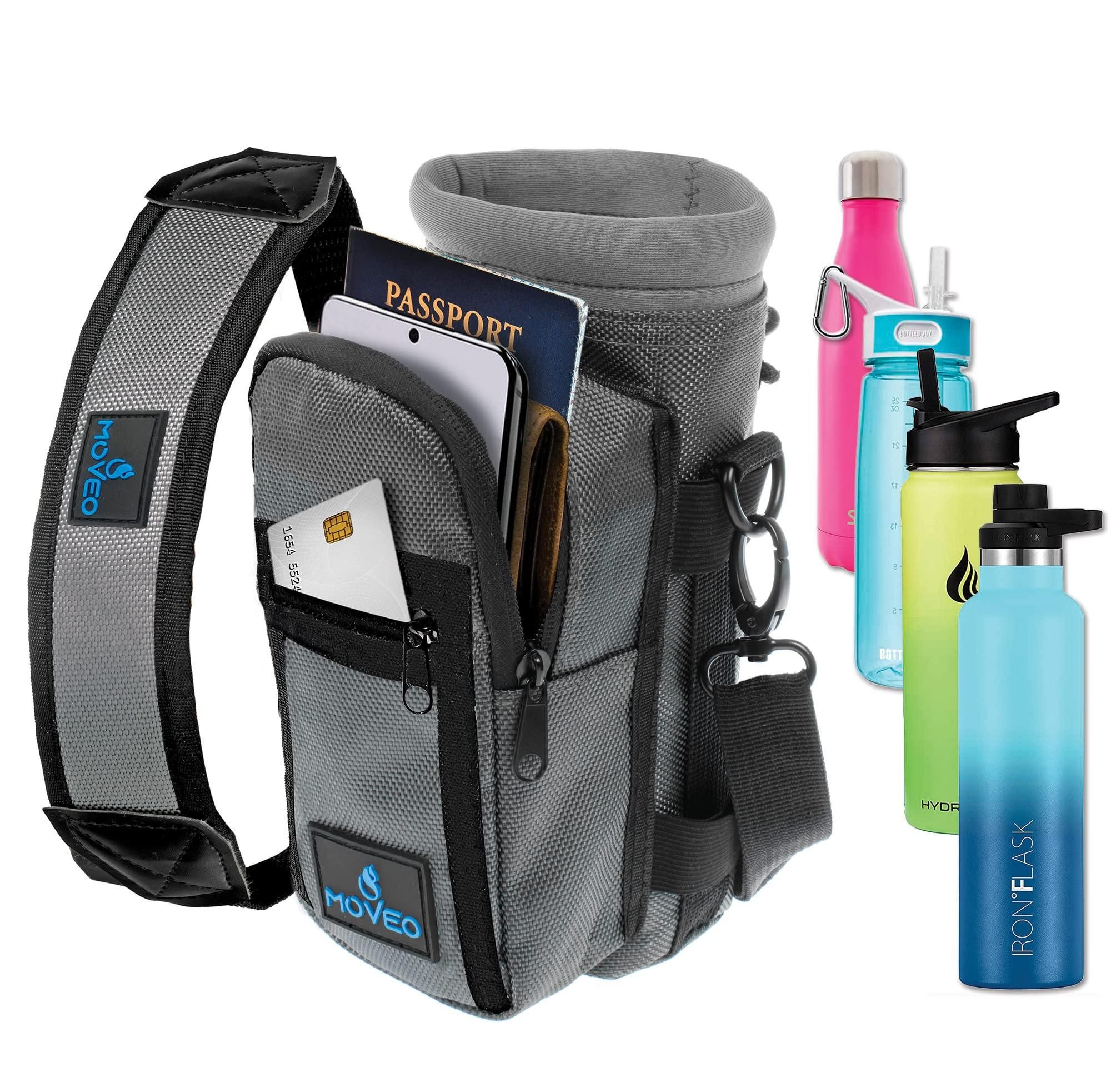 Moveo Water Bottle Holder Carrier Bottle Cooler w Adjustable Shoulder Strap and Front Pockets Suitable for 16 oz to 25oz Bottles Carry Protect Insulate Your Bottle or Hydro Flask