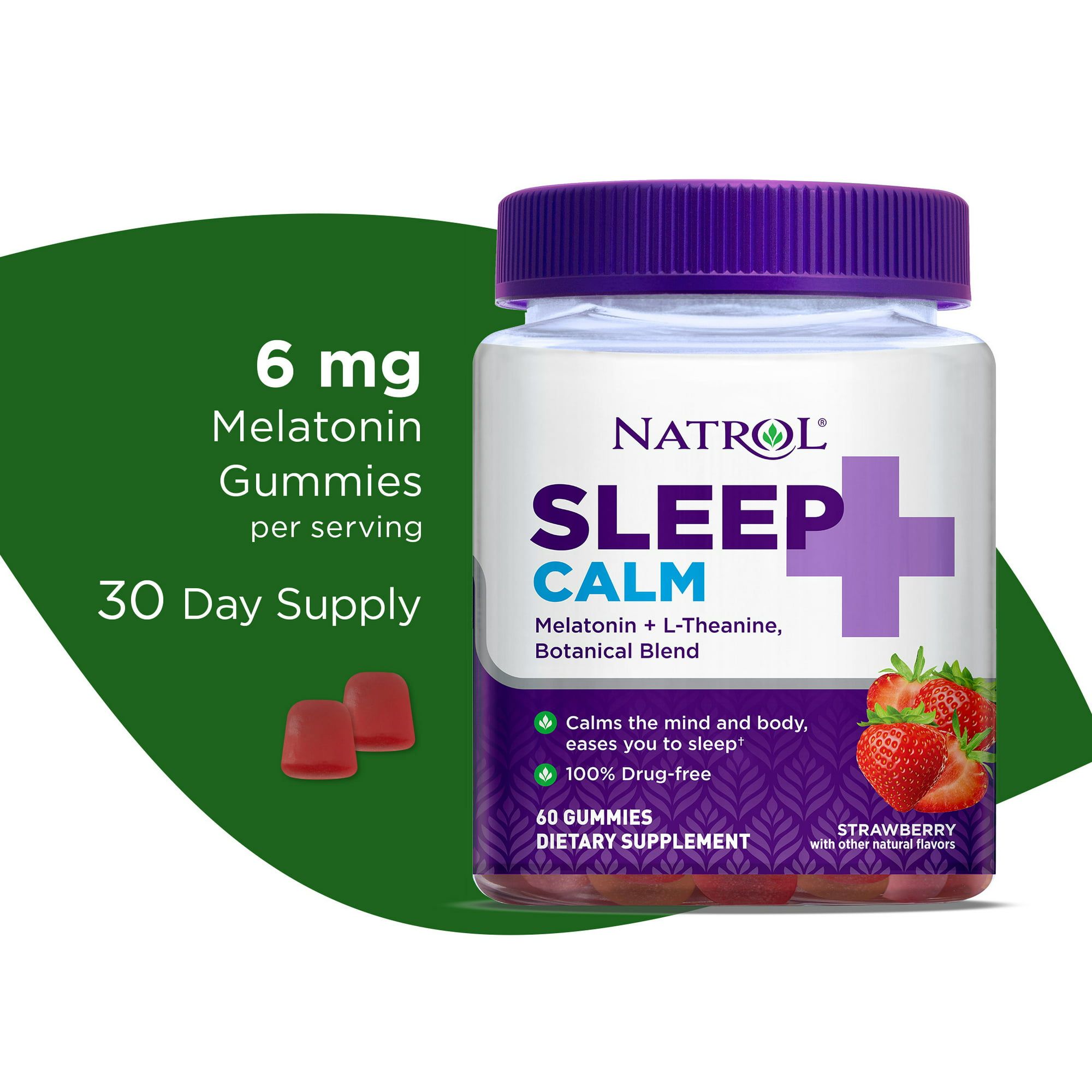 Natrol® Sleep+ Calm Melatonin Gummies for Adults, Strawberry Flavor, 60 Count
