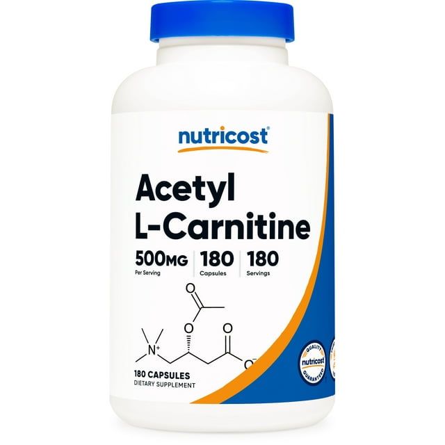 Nutricost Acetyl L Carnitine 500mg, 180 Capsules Non GMO & Gluten Free Supplement