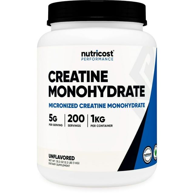 Nutricost Creatine Monohydrate Powder 1 kg (2.2LBS) Supplement 200 Servings, Unflavored