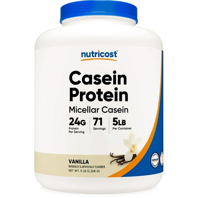 Nutricost Casein Protein Powder 5lb Vanilla 100% Micellar Casein