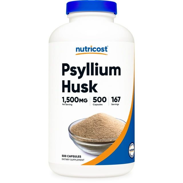 Nutricost Psyllium Husk 1500mg Per Serving, 500 Capsules Non GMO & Gluten Free Supplement