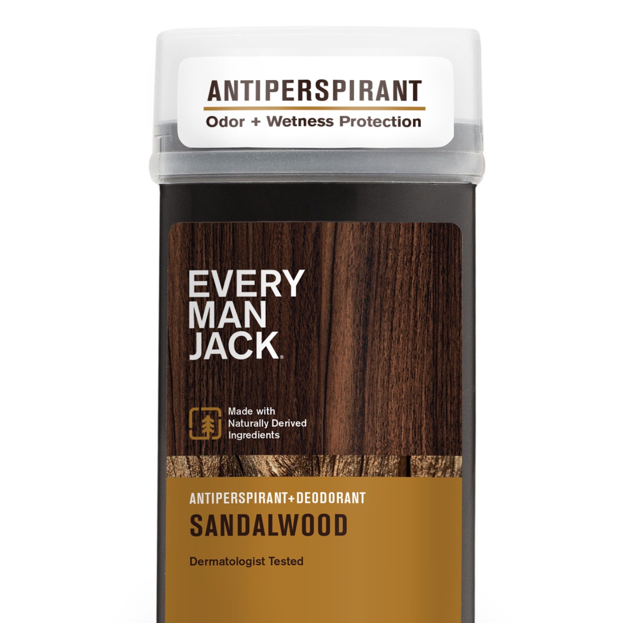 Every Man Jack Sandalwood Mens Antiperspirant Deodorant Long Lasting Odor & Sweat Protection 2.6oz