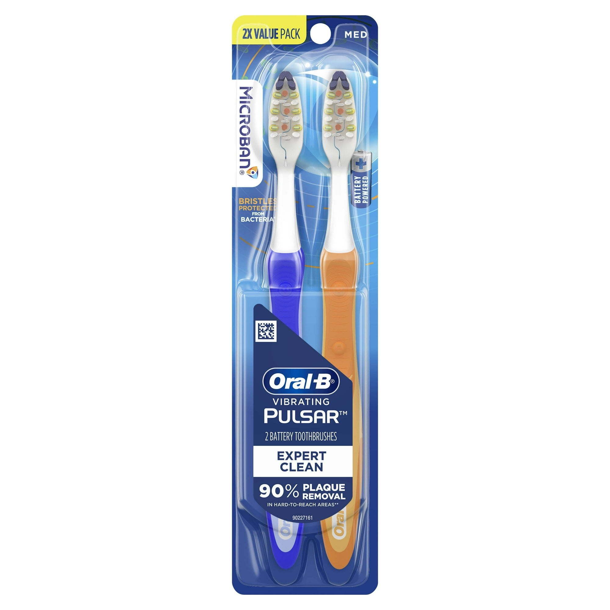 Oral B Vibrating Pulsar Battery Toothbrushes, Full Head, Medium, 2 Count, for Adults and Children 3+