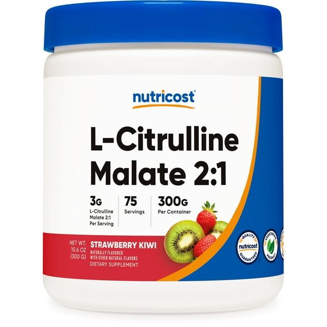 Nutricost L Citrulline Malate Powder 2:1 Supplement, 300 Grams (Strawberry Kiwi)