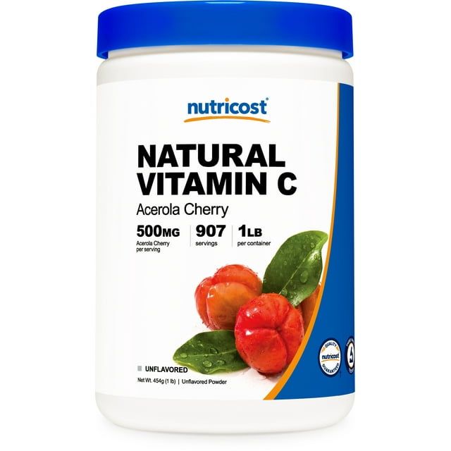 Nutricost Natural Vitamin C Acerola Cherry Powder 1LB Gluten Free & Non GMO