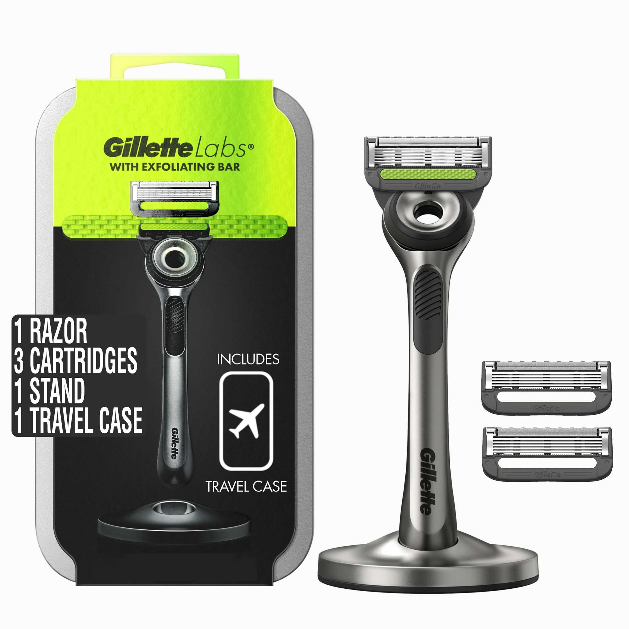 Gillette Labs with Exfoliating Bar Men's Razor 1 Handle, 3 Blade Refills and Travel Case