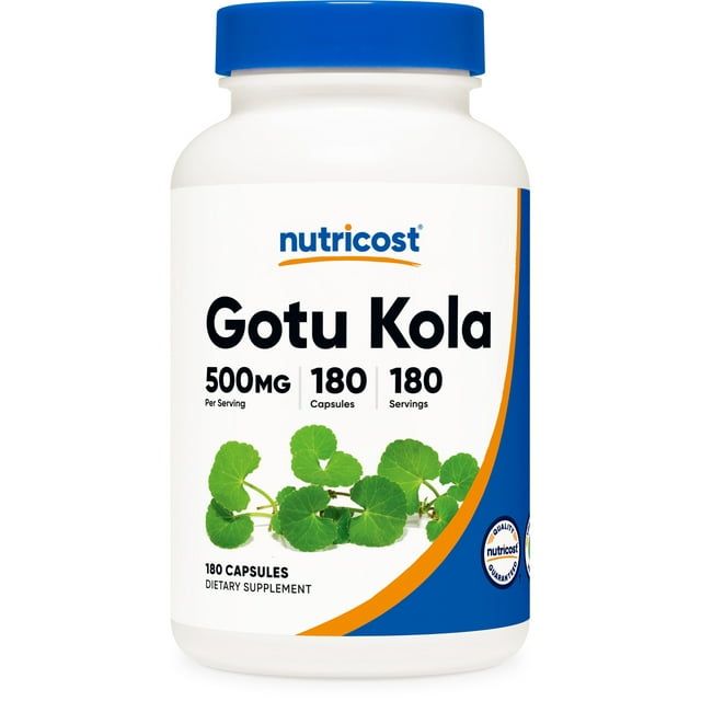 Nutricost Gotu Kola 500 mg, 180 Capsules Gluten Free, Non GMO Supplement