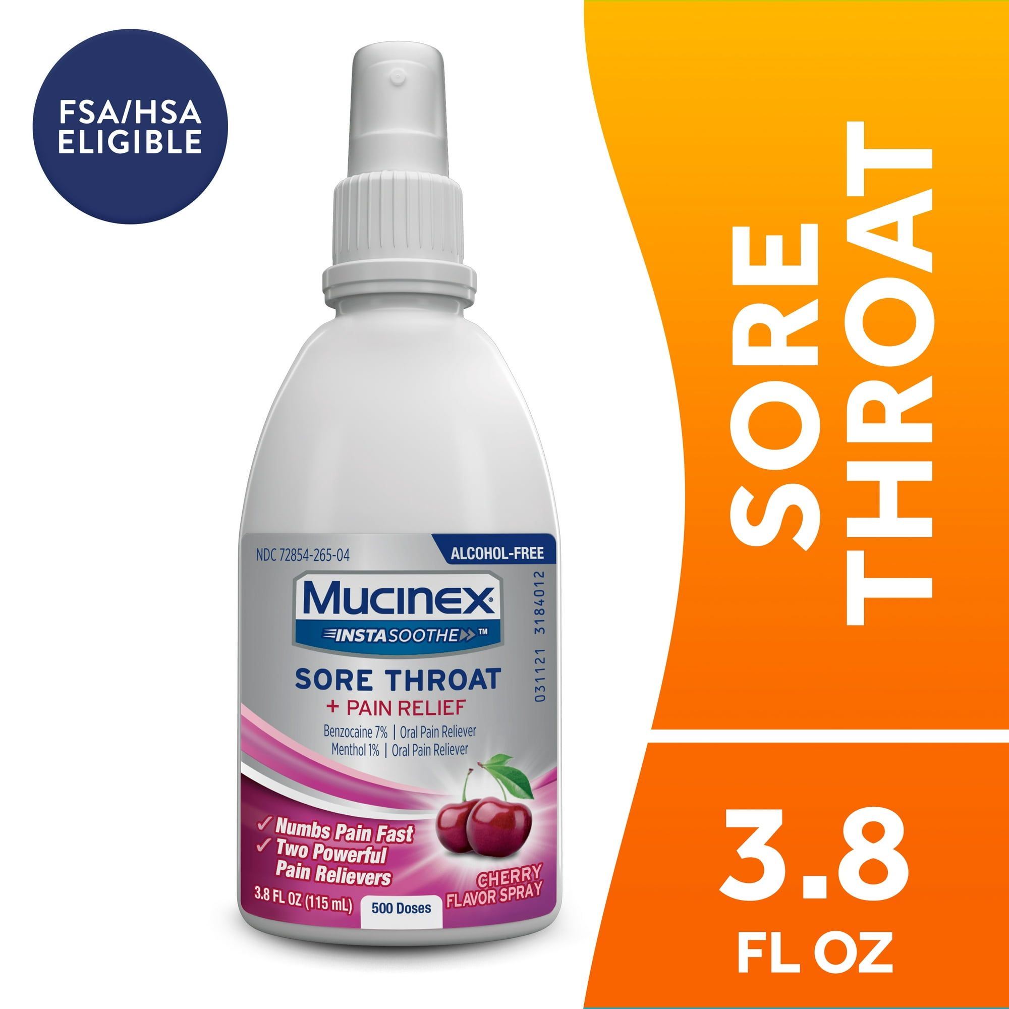 Mucinex® InstaSoothe Sore Throat + Pain Relief Sore Throat Spray. Powerful sore throat relief with soothing cherry flavor.